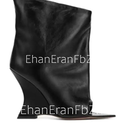 SoleLadies' Spring/Summer New Fish Mouth Slope High Heel Short Boots with Pointed Toe Exposed Cool Boots, Mid Top Boots