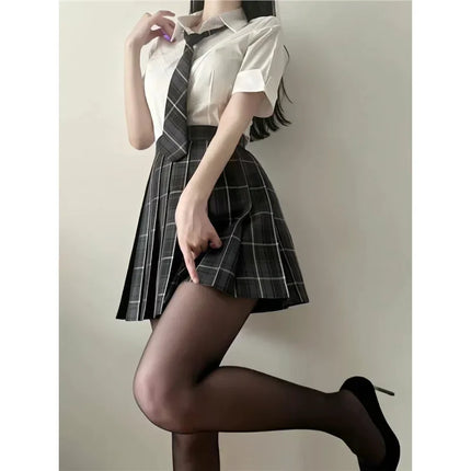 Summer Pure White Shirt JK Uniform Waist-Fitted Slims Smooths Your Silhouette Women's Japanese Preppy Styles Short Sleeves White