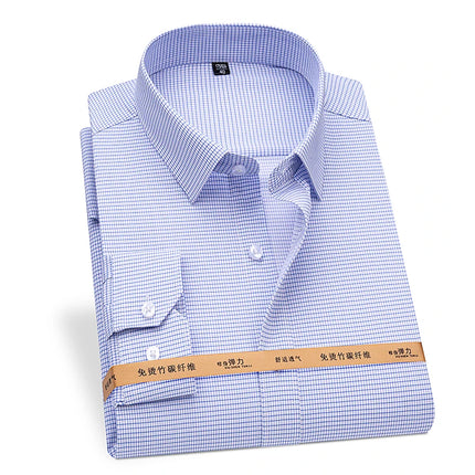 No-Iron Anti-Wrinkle 8XL New Fabric 50% Bamboo Fiber 46%Polyester 4%Spandex Men Shirts Long Sleeve Business work shirt Soft Cozy