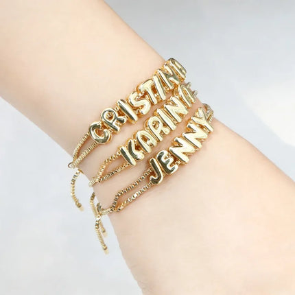 Custom Bracelet 18k Brass Metal Smooth Surface DIY Name Combination 26 English Letter Jewelry Accessories Wrist Decoration Gifts