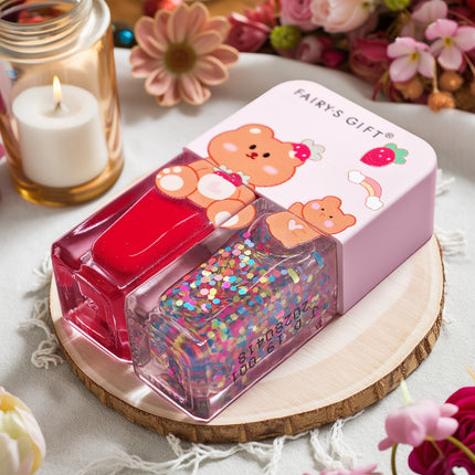 S01 Little Bear Balloon  2-Bottle Set Nail Polish No-Bake Quick-Dry Long-Lasting Peelable Water-Based Triple Color Nail Polish