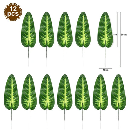 Artificial Tropical Palm Leaves Hibiscus Flower for Beach Table Decor Hawaiian Luau Wedding Jungle Safari Birth Party Decoration