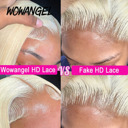 Wow Angel 6x6/5x5 HD Lace Frontal Only Human Hair PrePlucked 613 Blonde Real HD Lace Straight Closure Only Invisible For Women
