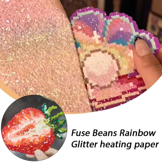 Perler Beads Powder Paper Ironing Cloth Sparkly Fabric for Art DIY Crafts, Assorted Rainbow Colors for Scrapbooking Decorations