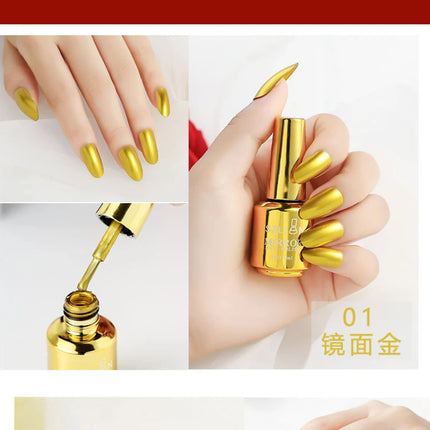 1PCS Metal Mirror Silver Baking Free Nail Polish Super Texture Gorgeous Durable Nail Polish Multicolor Bright Nail Polish Beauty