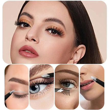 4Pcs Colorful Stainless Steel Tweezer Set For Women Men Eyebrows Eyelashes Grooming Precision Tweezers With Storage Bag