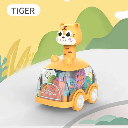 Baby Toy Press and Go Gear Car Toy for Toddlers 1 2 3 Years Old Light Up Toy Inertial Car Birthday Gifts for Kids Boys and Girls