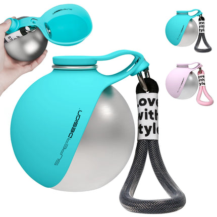 2-in-1 Portable Dog Water Bottle for Small Dogs - Leak-Proof & Compact Dog Travel Water Bottle -Stainless Steel Bottle & Silicone