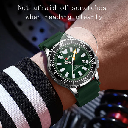 OFNS High Quality Fashion Men's Quartz Watch Calendar Luminous Display 50M Waterproof Luxury Watches Rubber Strap Men's Watch