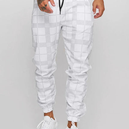 2026 Men's Fashionable Casual Fabric Plaid Design Street Sports Pants for Men's Fitness Gym Wear