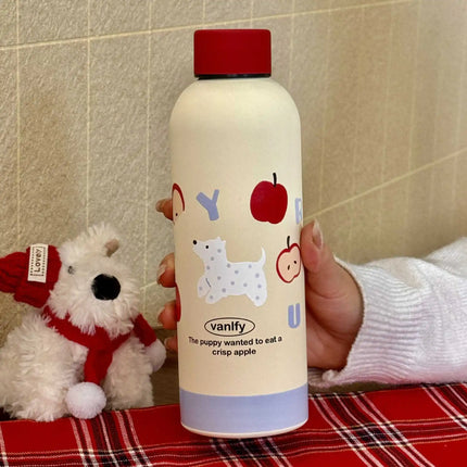 Cute Dog Small Mouth Vacuum Bottle Red Matte Dog Stainless Steel Insulation Cup New Year Christmas Gift Cup Wholesale