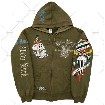American Gothic Ro Skull Bones Oversized Hoodie Y2K Hip Hop Sle Streetwear No Brand Svel Other Material 00%