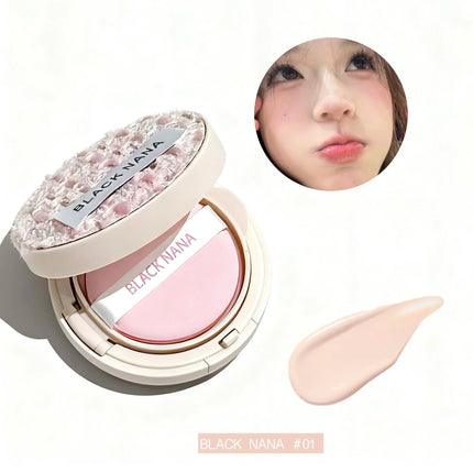 Air Cushion Foundation, Ballet Light Natural Moisturizing Concealer Cream Whitening Oil-Control Women's Long-lasting Makeup Base