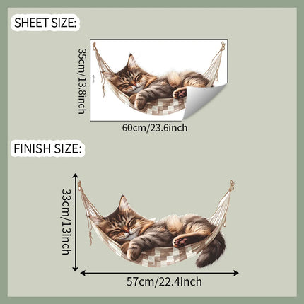 Leisurely Sleeping Little Beaver Flower Cat Creative Detachable PVC Wall Stickers Decoration Beautify Room Stickers