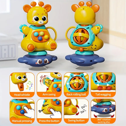 Interactive Giraffe Toy with Suction Cup, 360° Rotation ，ABS - Motor Skills Development Toy  (Christmas/Halloween Gift)