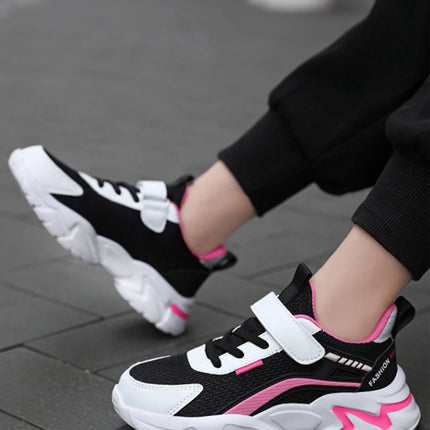 Children's Casual Pink Girls' Mesh Breathable Shoes, Fashionable Lightweight Running Shoes for Teenagers and Students Aged 7-15, Children's Sports Shoes for Girls