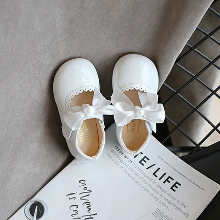 Toddlers Girls Shoes Children's Flats PU Patent Leather Kids Dress Shoes Soft Cute Princess Sweet With Butterfly-knot Bowtie New