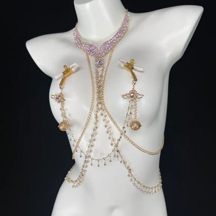 Amethyst Bell Nipple Clip All-in-One Erotic Nipple Chains 5 Sizes of Butt Plugs Breast Stimulation Sexy Accessories BDSM Sex Toy