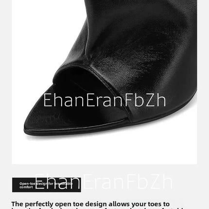 SoleLadies' Spring/Summer New Fish Mouth Slope High Heel Short Boots with Pointed Toe Exposed Cool Boots, Mid Top Boots