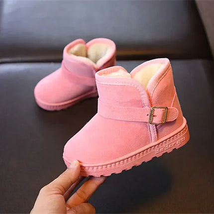 Children Snow Boots Winter Cute Warm Fashion Anti Slip Shoes Kids Boys Girls Leisure Thick Fur Platform Flat Short Boot Sneakers