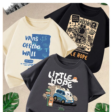 1pcs Summer Boys Car Cartoon Tees Fashion Tops Childrens Short Sleeve Clothes Printed Pattern T-shirts Child Loose Casual Tshirt