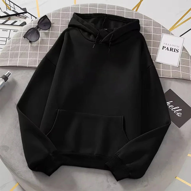 2025 Hot Sale Woman Pure Color Hoodie Urban Casual Fashion Hooded Sweatshirts All Season Female Trend Sporty Pullover Streetwear