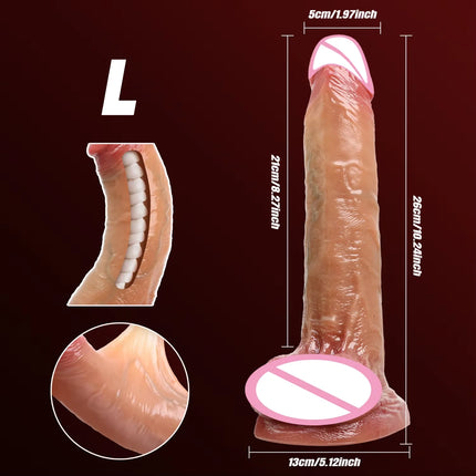 Realistic Silicone Dildo Black Soft Penis Sliding Foreskin Cock Male Genitals Vaginal Masturbation Suction Cup Dick Anal Sex Toy