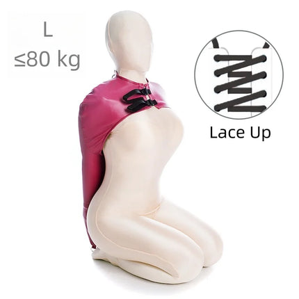 Luxury Upper Body Binding Harness Glove with Fetish Opaque Double Layer Bondage Hood for Couple Sensory Deprivation Sex Toy Kits