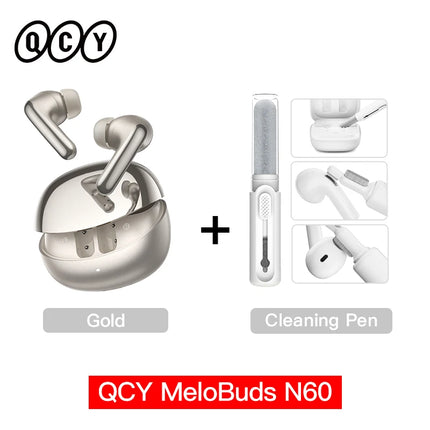 QCY MeloBuds N60 HT19 Wireless Bluetooth 6.0 Earphones 56dB Hybrid ANC LDAC Hi-Res Audio with Coaxial Dual Driver Earbuds 45Hrs