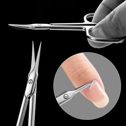 Stainless Steel Cuticle Scissors with Curved Pointed Tips Ultra-thin  Cuticle and Keratin Removal Nail Beauty Scissors