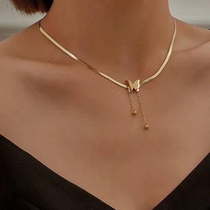 2025 New Butterfly Lamp Necklace Female Simple Light Luxury Fashion New Blue Luminous Butterfly Clavicle Chain Female Party Gift