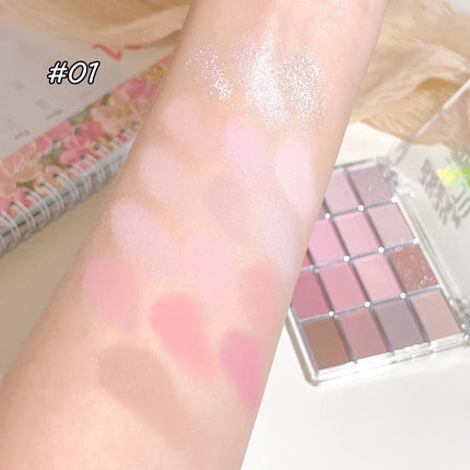 Korean 16 color eyeshadow plate, pearlescent matte lying silkworm, brighten low saturation earth color daily makeup