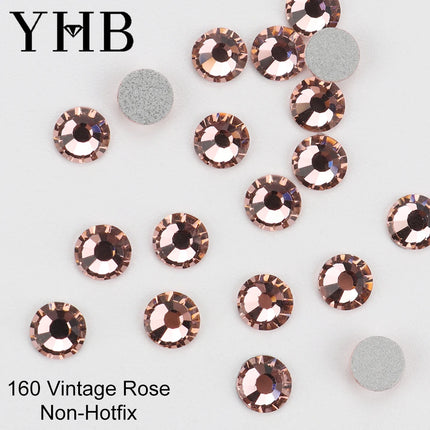 YHB 134-174 Glitter Cold Fixation Flat Back Non-Hotfix Rhinestone For Bags Nails Fabric Garment Decoration Jewelry Accessories