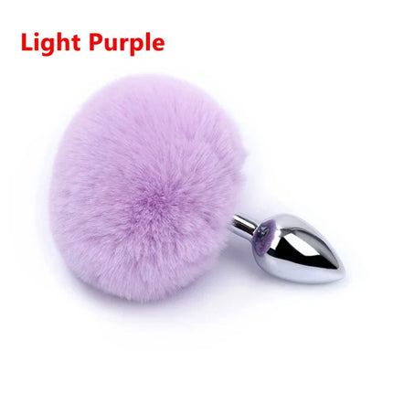 BDSM Stainless Steel Rabbit Tail Butt Plug – 7 Colors Detachable Bunny Anal Plug for Women Men, Adult Sex Toys Gift for Couples