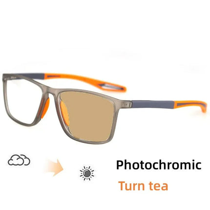 Photochromic Sports Myopia Glasses Ultralight Frame Anti Blue Light Outdoor Sunglasses Nearsighted Optical Eyeglasses Diopter