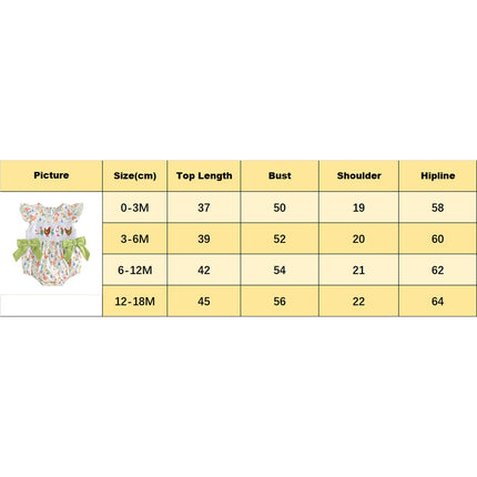Infant Baby Girls Romper Fashionable Farm Chick Printed Flying Sleeve Smocked Ruffle Jumpsuit