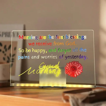 LED Drawing Board Luminous Wordpad DIY Acrylic Board with Colour Pens LED Note Board Kid Drawing Toy Blackboard with Night Light