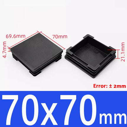 Black Plastic Square Oblong Pipe Plug 13x13mm~100x100mm Insert Table Chair Furniture Foot Cover Anti Slip Blanking End Cap