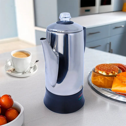 110V/220V American Percolation Electric Coffee Pot Stainless Steel Large Capacity Kettle Auto Power Off Electric Kettle 1.8L