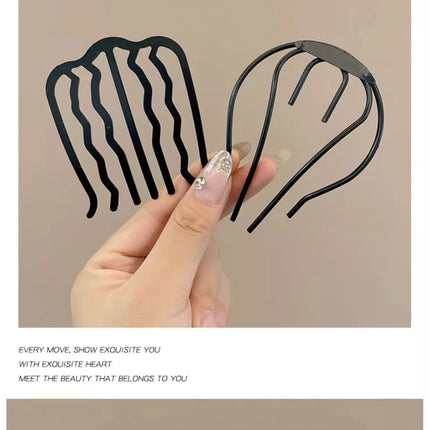 Hair Stick Alloy Bun Maker for Thick Hair Women 4-Prong U-Shape Quick Updo Tool Non-Slip Vintage Hairpin Boho Bridal Accessories