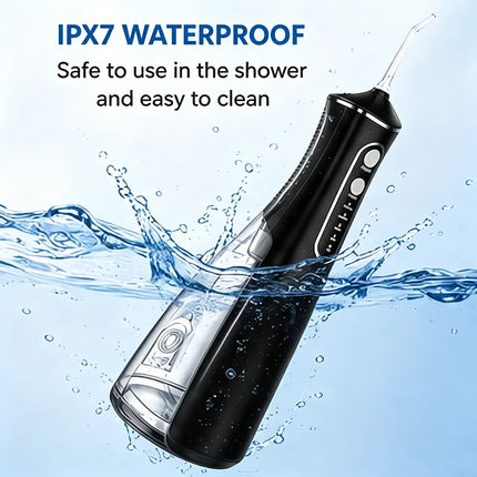 Portable Water Flosser Oral Irrigator 300ML 4 Modes IPX7 Waterproof Dental Cleaner 360° Nozzle for Travel Home Use