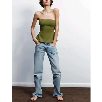 Spring New Women's Design Slim Fit Double Cloth Wrap Chest Sleeveless Top Simple Sleeveless Commute Regular Length Pure Color