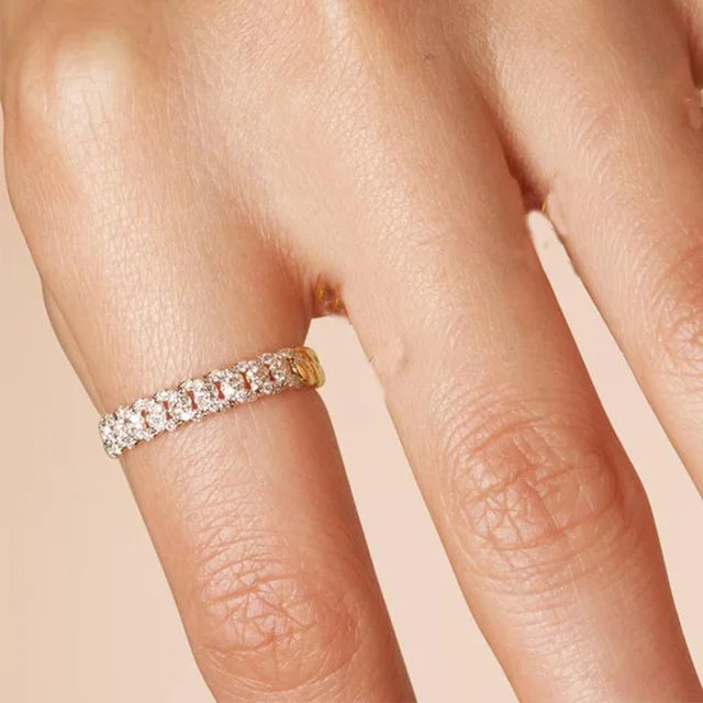 Dainty Minimalist Stacking Ring For Women Trend Cubic Zircon Gold Color Crystal Finger Accessories for Female Jewelry Gift R737