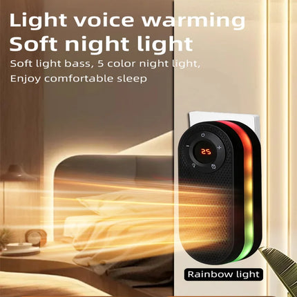 Wall Mounted Space Heater with Night Light Small Quick Heat Remote LED Display Overheat Protection Warmer for Bedroom Offices