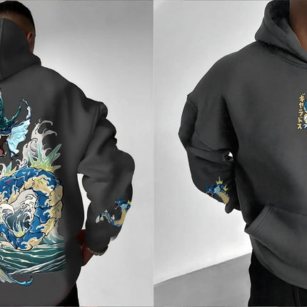 Pokémon Men's Hoodie 2025 Autumn/Winter Anime Gyarados Print Loose Street Casual Japanese Trendy Versatile Original Jumper Top