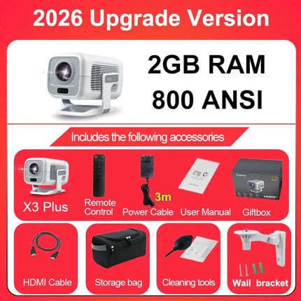 2026 Huaweishi X3 plus Projector Android 4K Native Portable 1080P Auto Focus  Video home Cinema Outdoor hd led hy320 Projetor
