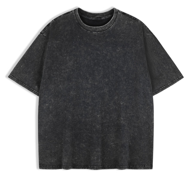230g 100% Cotton Retro Punk T-shirt Drop Shoulder Sleeve Men Women Vintage Short Sleeved T Shirts Solid Color Hip Hop Loose Tees