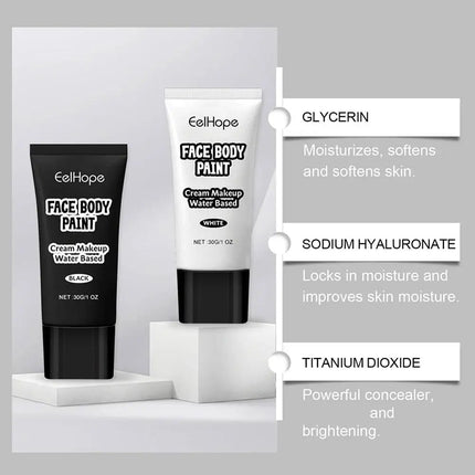 Halloween Black And White Makeup Foundation Cream Concealer White Halloween Zombie Cosplay Face Make-Up 1set Cream Face H4V0