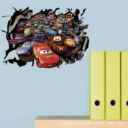 3D Cartoon Car Lighting McQueen Wall Stickers For Kids Room Home Bedroom PVC Decor Movie Mural Art Decals Children's Gifts