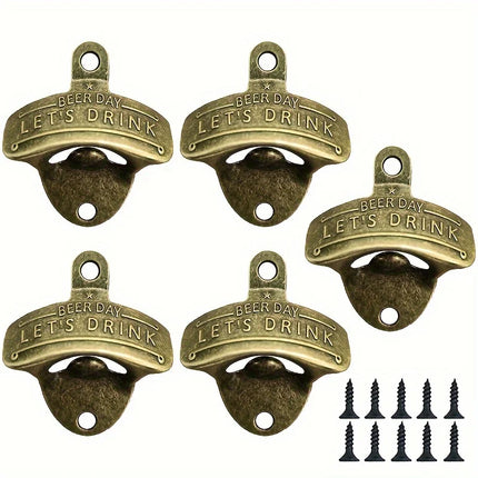 1/2/5/10pcs Vintage Bottle Opener Beer Day Retro Bottle Opener Wall Mounted for Pub BBQ DIY Solid Beer Opener Kitchen Gadgets